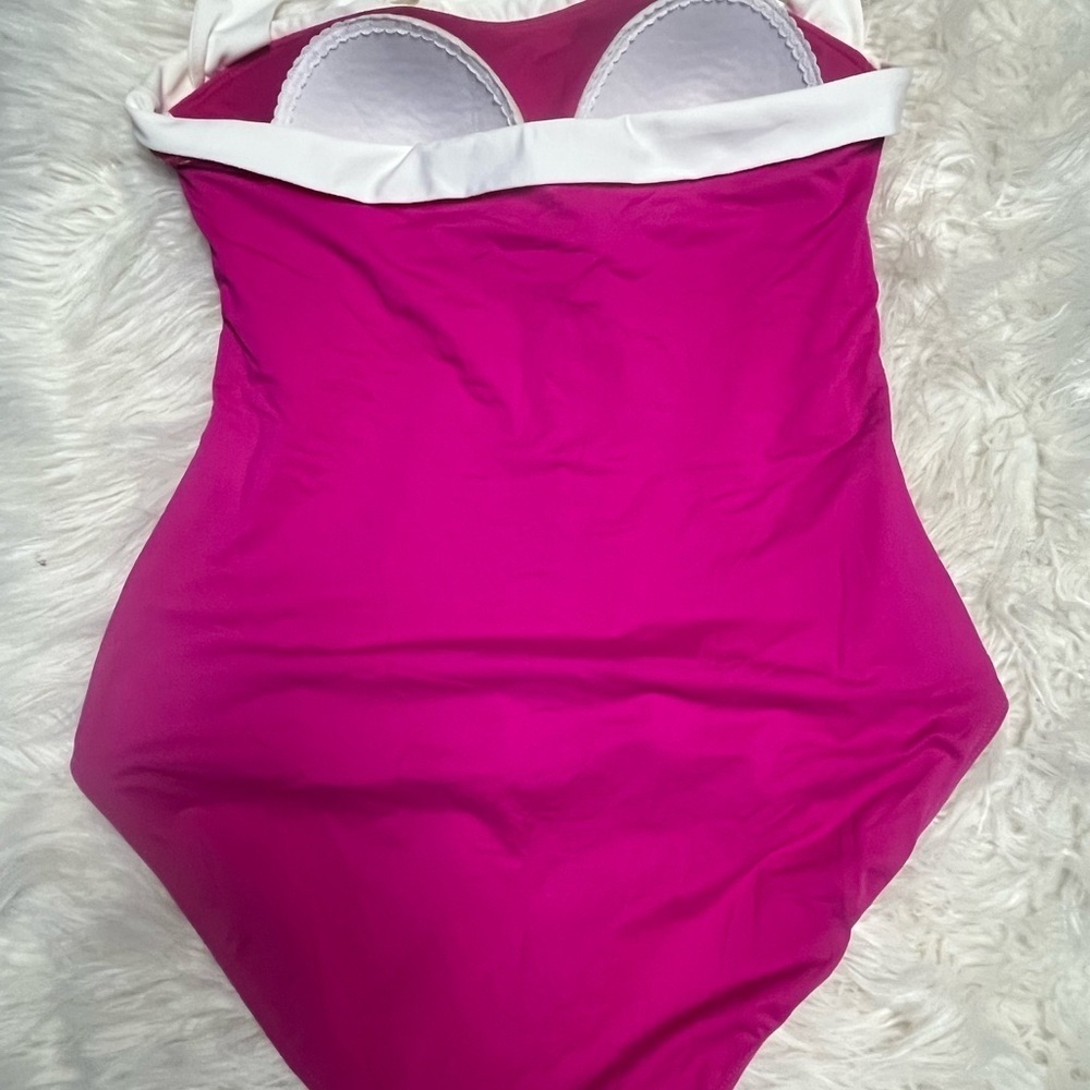 Ralph Lauren one piece bathing suit halter pink and white size 10 - Picture 4 of 5